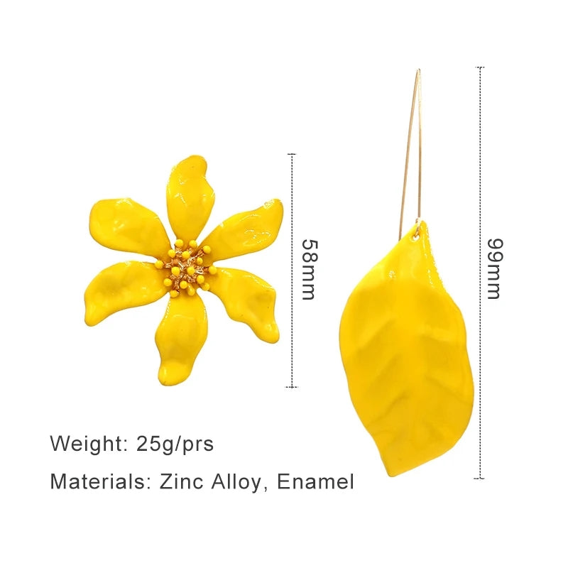 YELLOW FLOWER LEAF EARRINGS