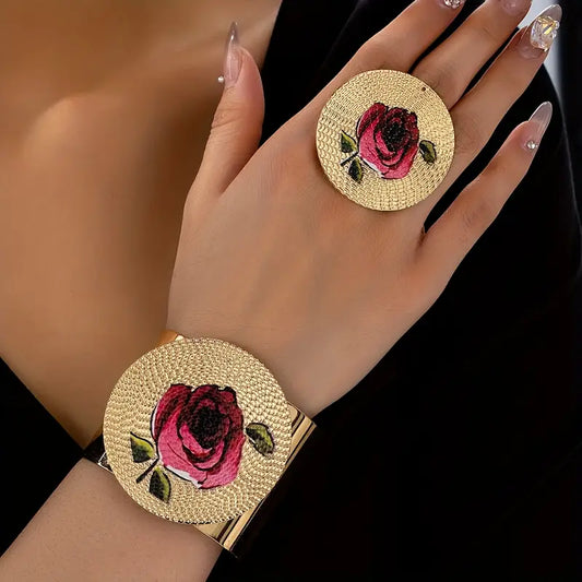 VINTAGE FLOWER BRACELET AND RING