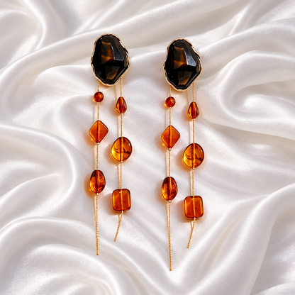 AMBER LONG STATEMENT EARRINGS