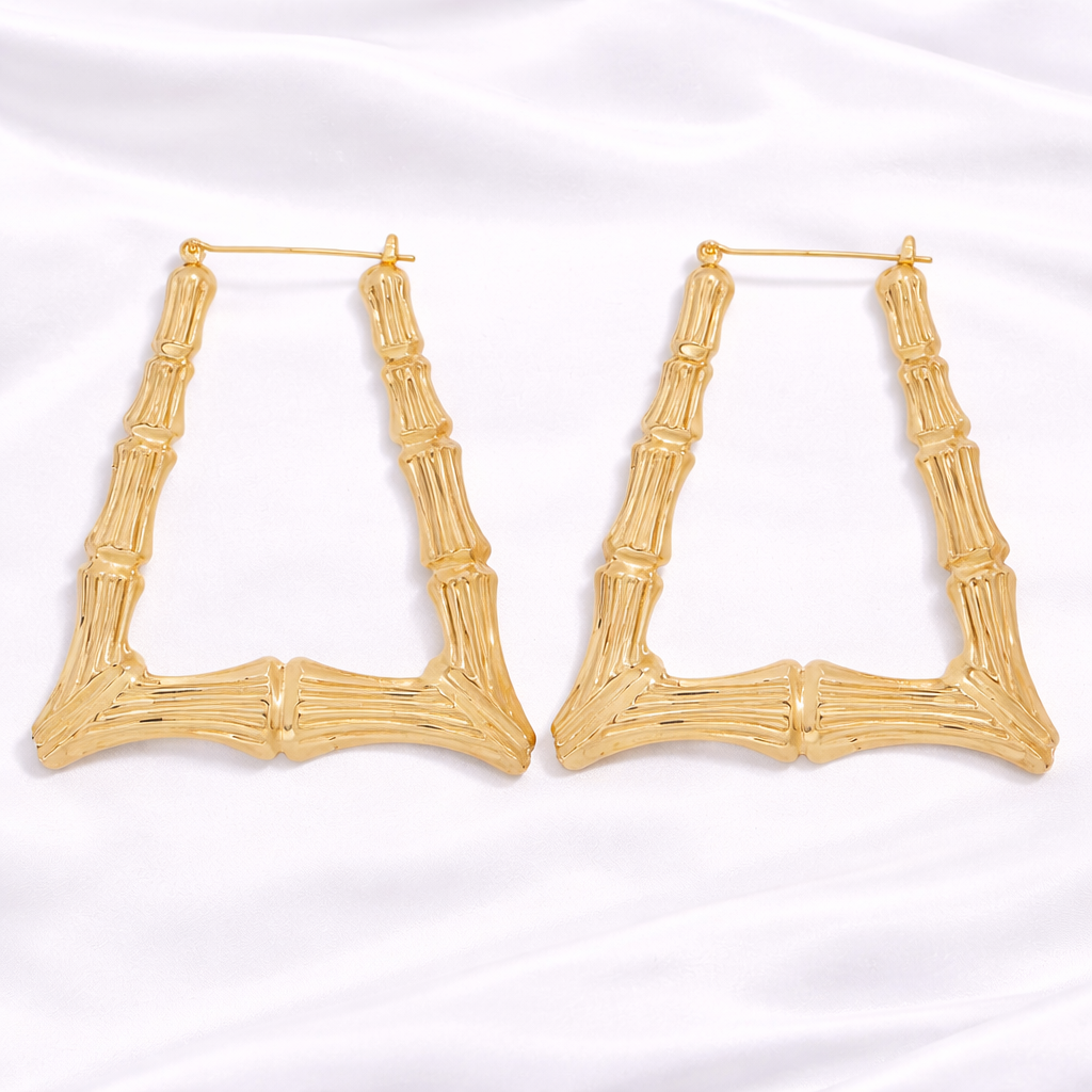 BAMBOO TRIANGULAR EARRINGS