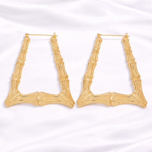 BAMBOO TRIANGULAR EARRINGS