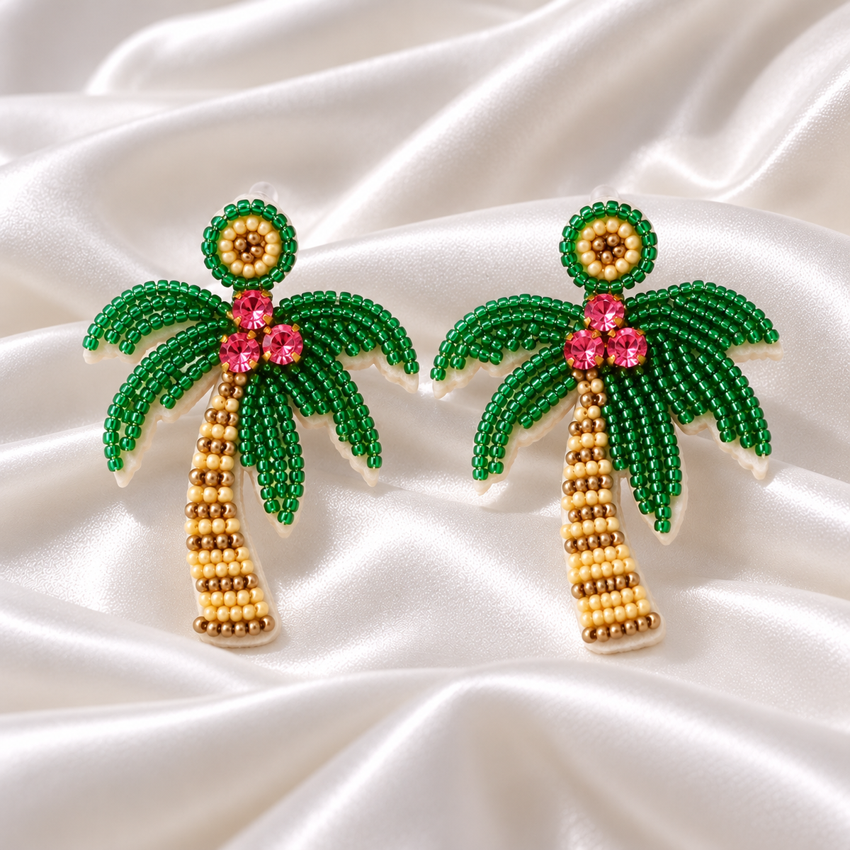 PALM TREE BEADED EARRINGS