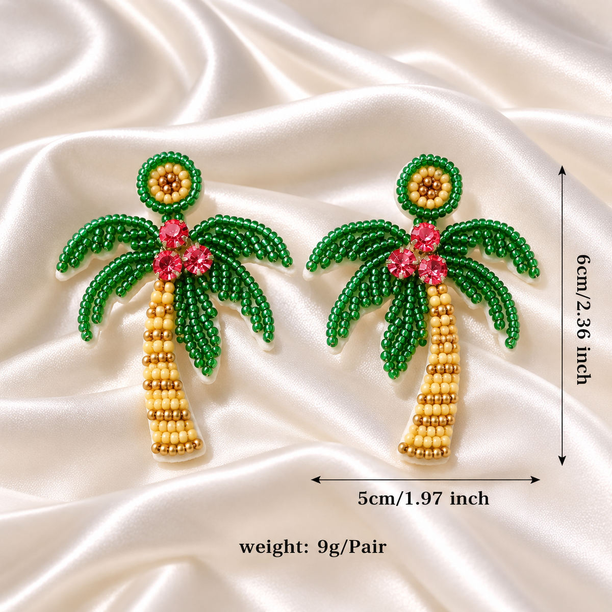 PALM TREE BEADED EARRINGS