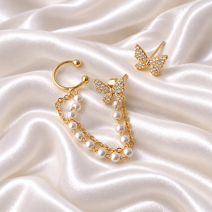 BUTTERFLY PEARL CHAIN CUFF