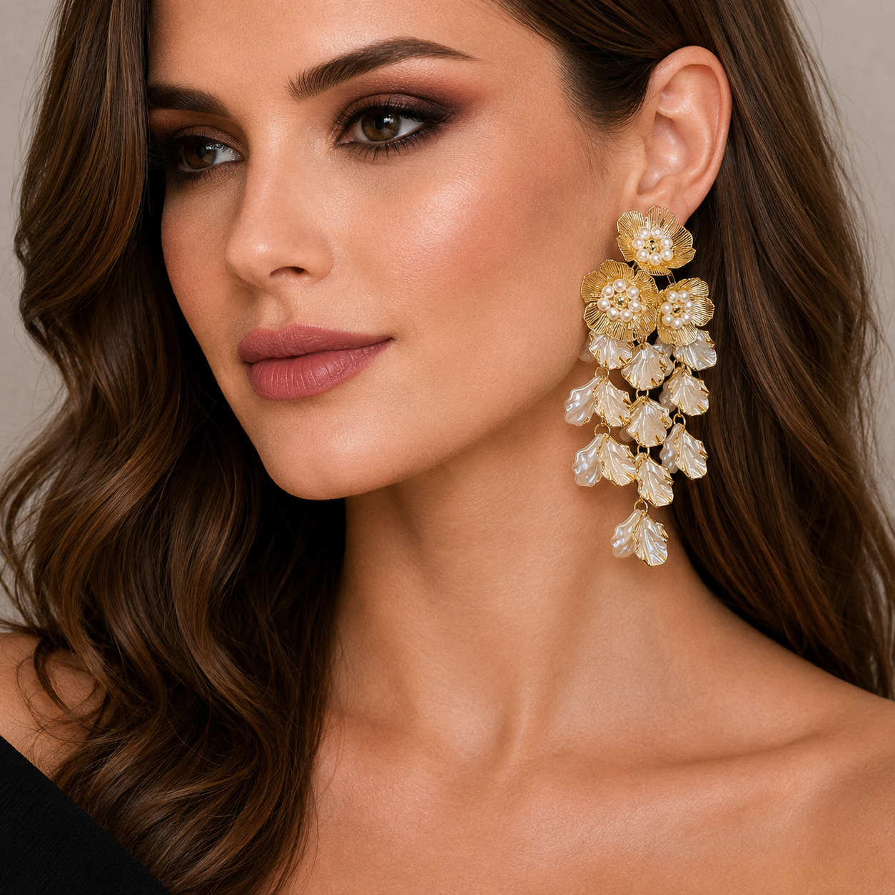 PEARL PETAL CASCADE EARRINGS