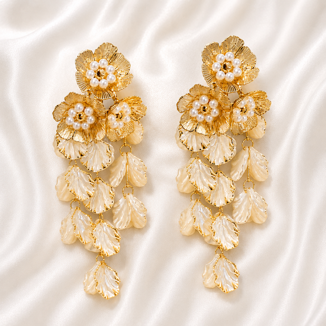 PEARL PETAL CASCADE EARRINGS