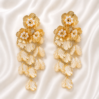 PEARL PETAL CASCADE EARRINGS