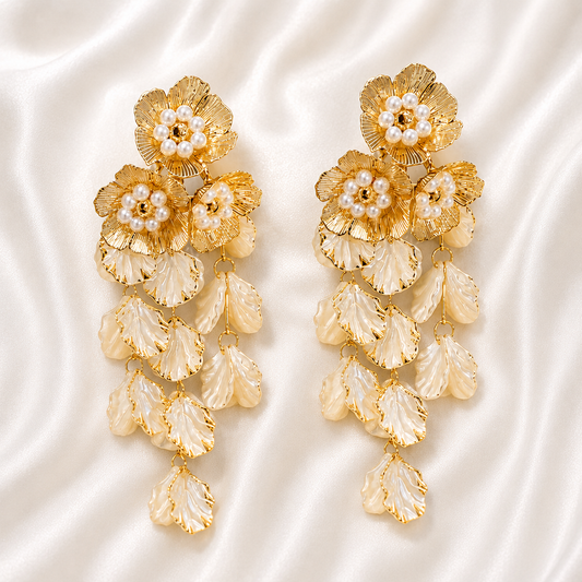 PEARL PETAL CASCADE EARRINGS