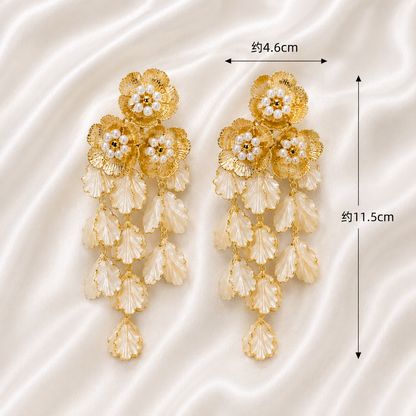 PEARL PETAL CASCADE EARRINGS