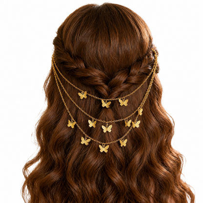 GOLDEN BUTTERFLY HAIR CHAINS
