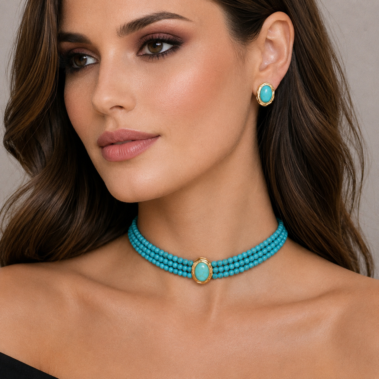 TURQUOISE BEADED SET