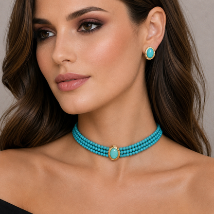 TURQUOISE BEADED SET