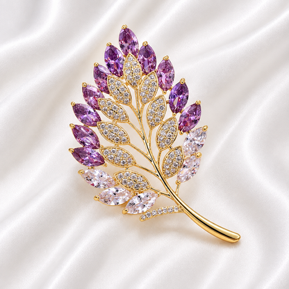AMETHYST LEAF BROOCH