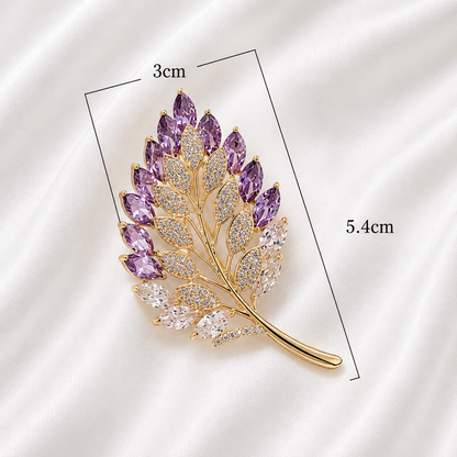 AMETHYST LEAF BROOCH