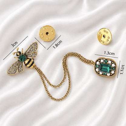 BEE CRYSTAL TASSEL BROOCH