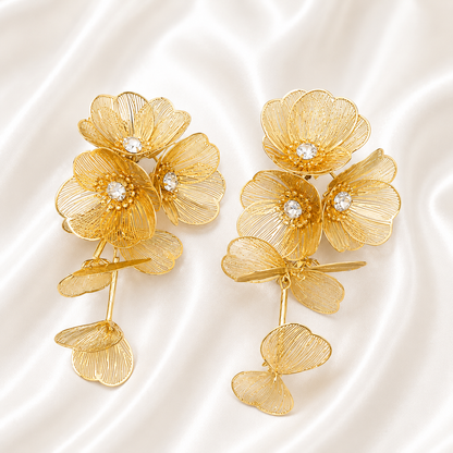 GOLDEN FLORAL DROP  EARRINGS