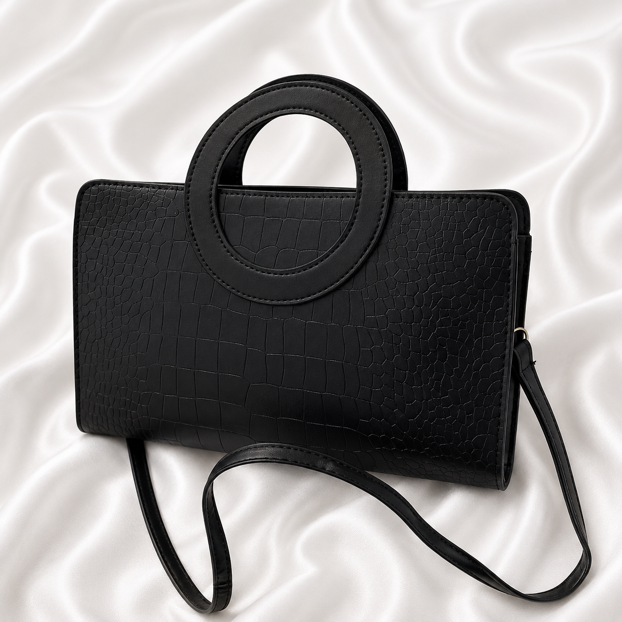 BLACK CROCODILE BAG