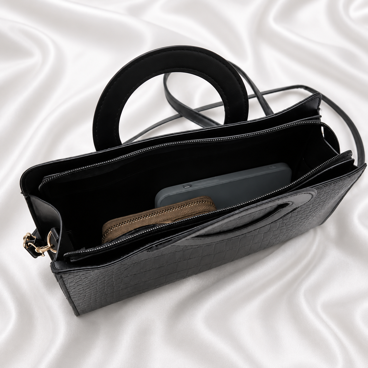 BLACK CROCODILE BAG