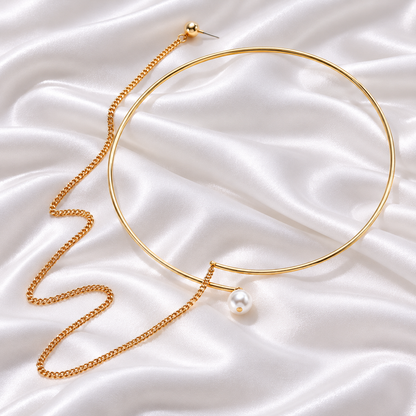 GOLDEN PEARL MINIMALIST LAYERED NECKLACE