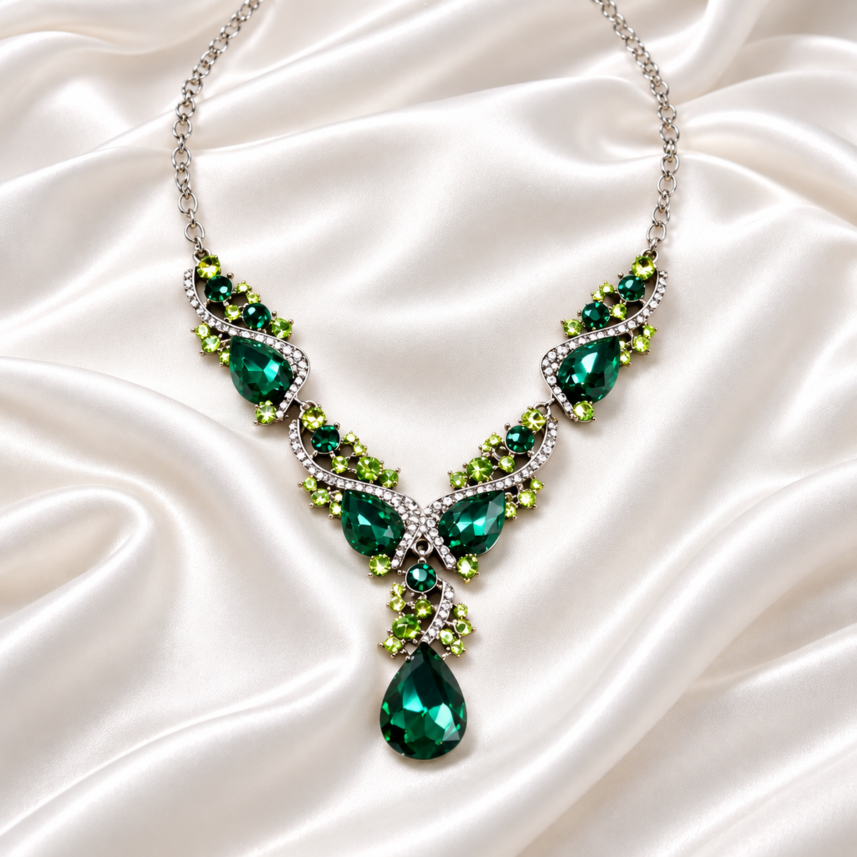 OLIVE CRYSTAL NECKLACE