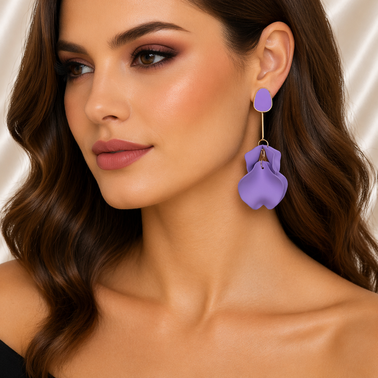 ACRYLIC PURPLE PETAL EARRINGS
