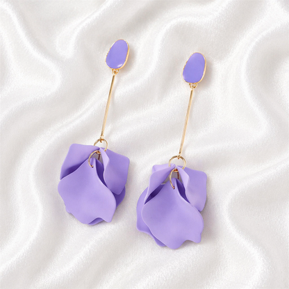 ACRYLIC PURPLE PETAL EARRINGS