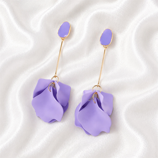 ACRYLIC PURPLE PETAL EARRINGS