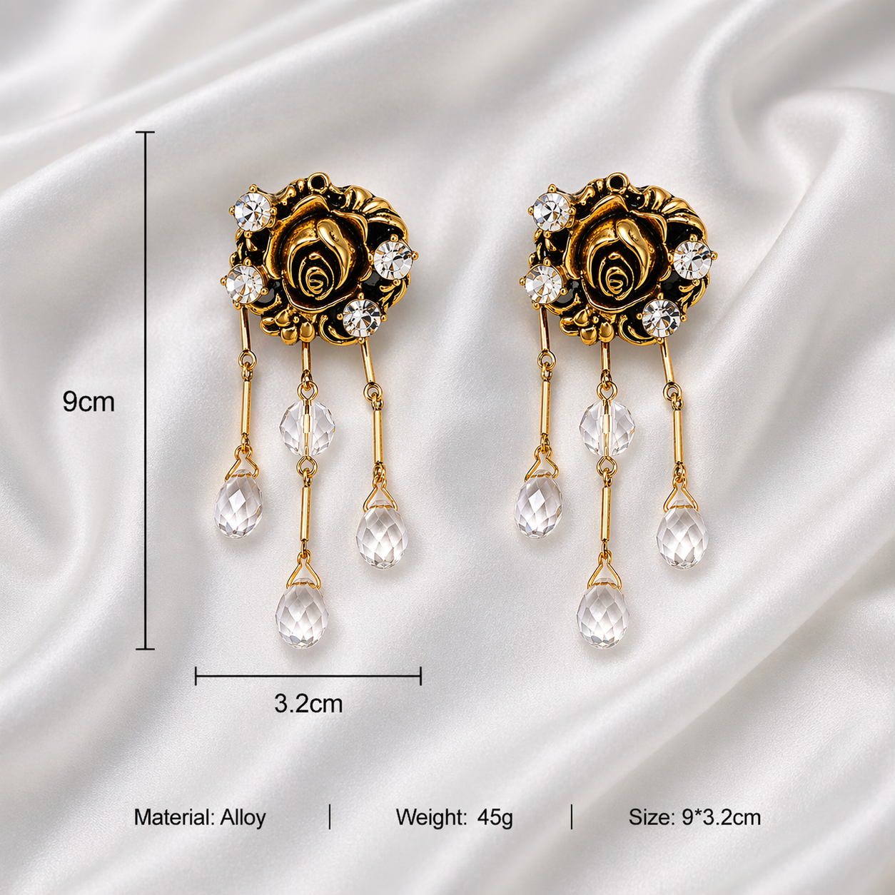 CRYSTAL FLOWER STUD EARRINGS