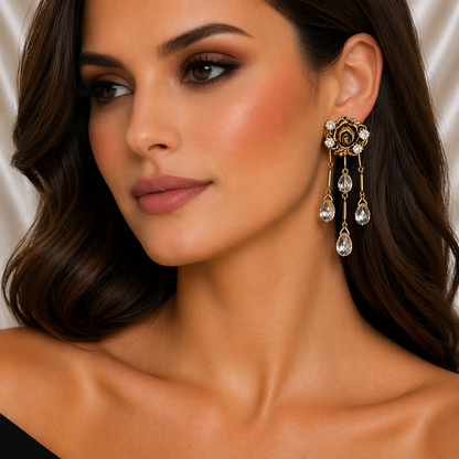 CRYSTAL FLOWER STUD EARRINGS