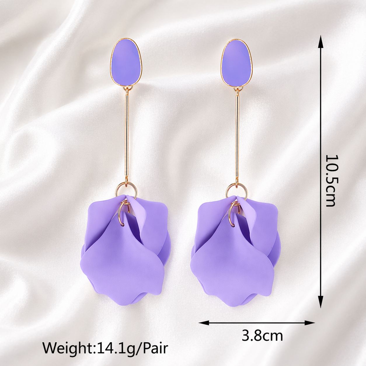 ACRYLIC PURPLE PETAL EARRINGS