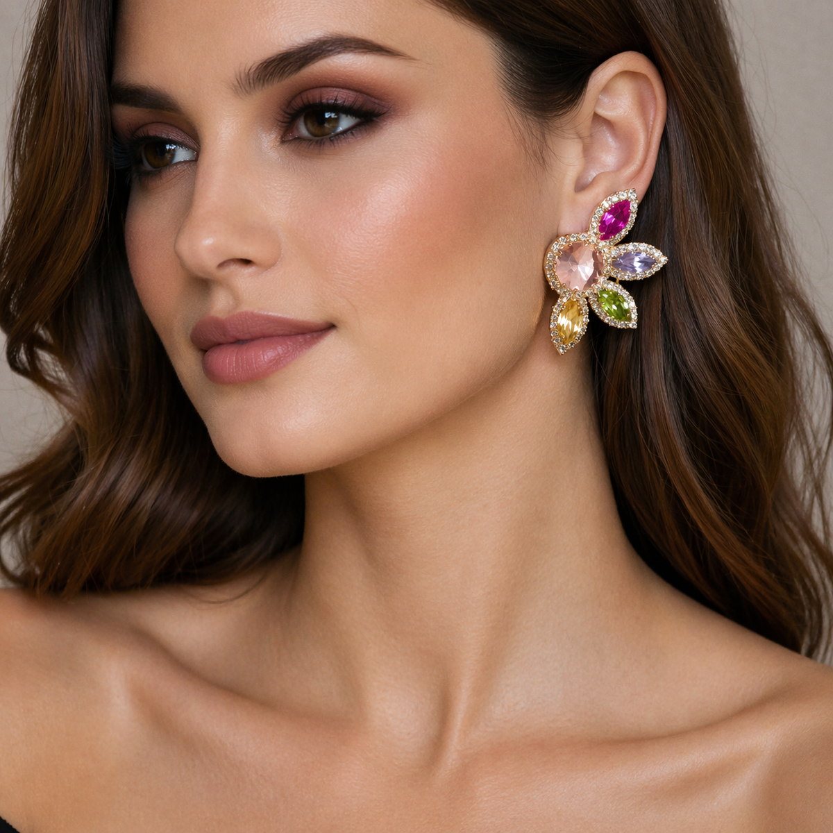 COLORFUL RHINESTONE EARRINGS