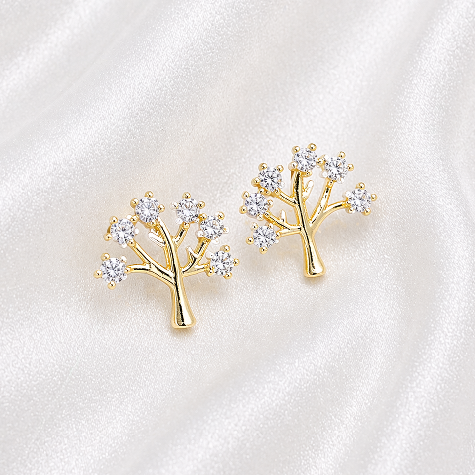 TREE ZIRCON EARRINGS