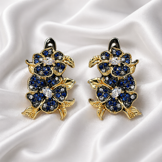 BLUE HUE ZIRCON FLOWER EARRINGS