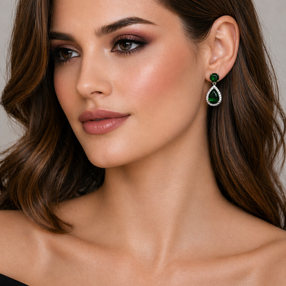 TEAR DROP ZIRCON EARRINGS