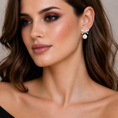 ELEGANT CRAVAT PEARL DROP EARRINGS