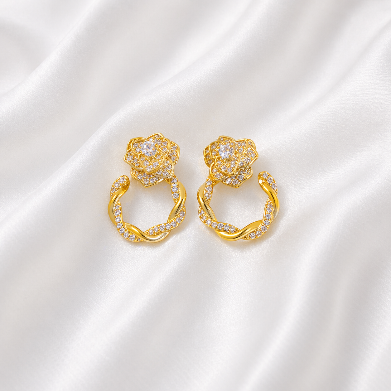 ROSY GOLD ZIRCON EARRINGS