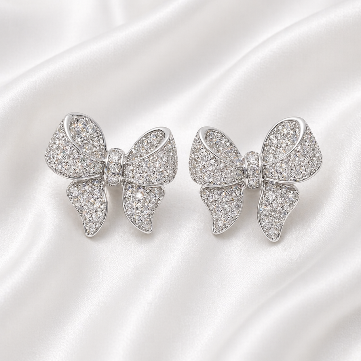 BOW KNOT ZIRCON EARRINGS