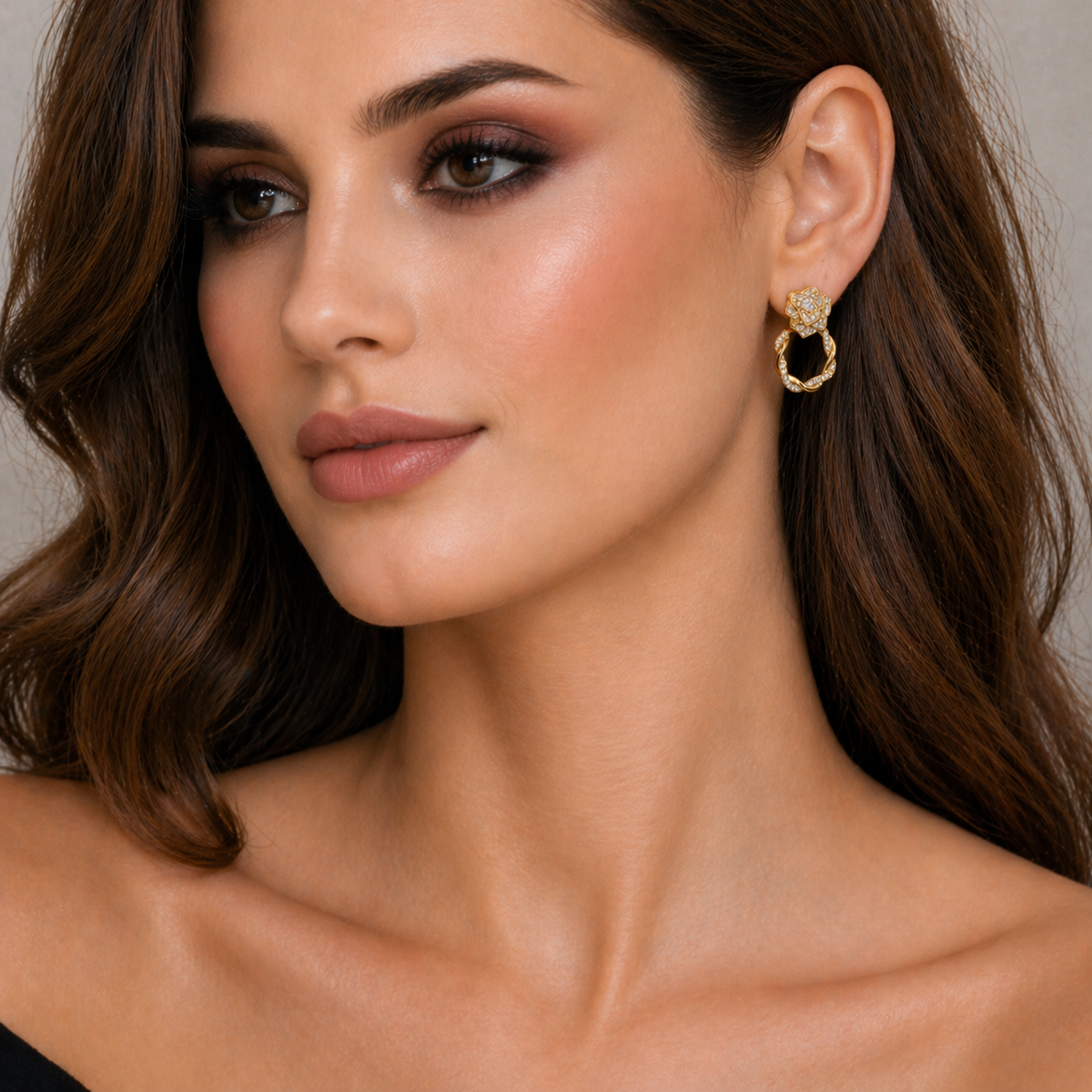 ROSY GOLD ZIRCON EARRINGS