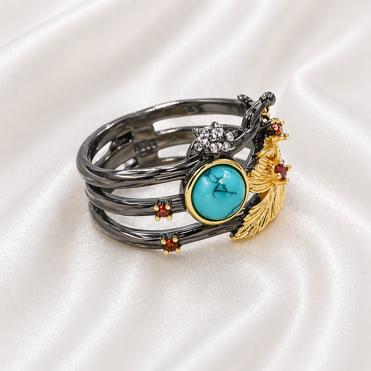 ANTIQUE FEROZA GOLD PLATED RING