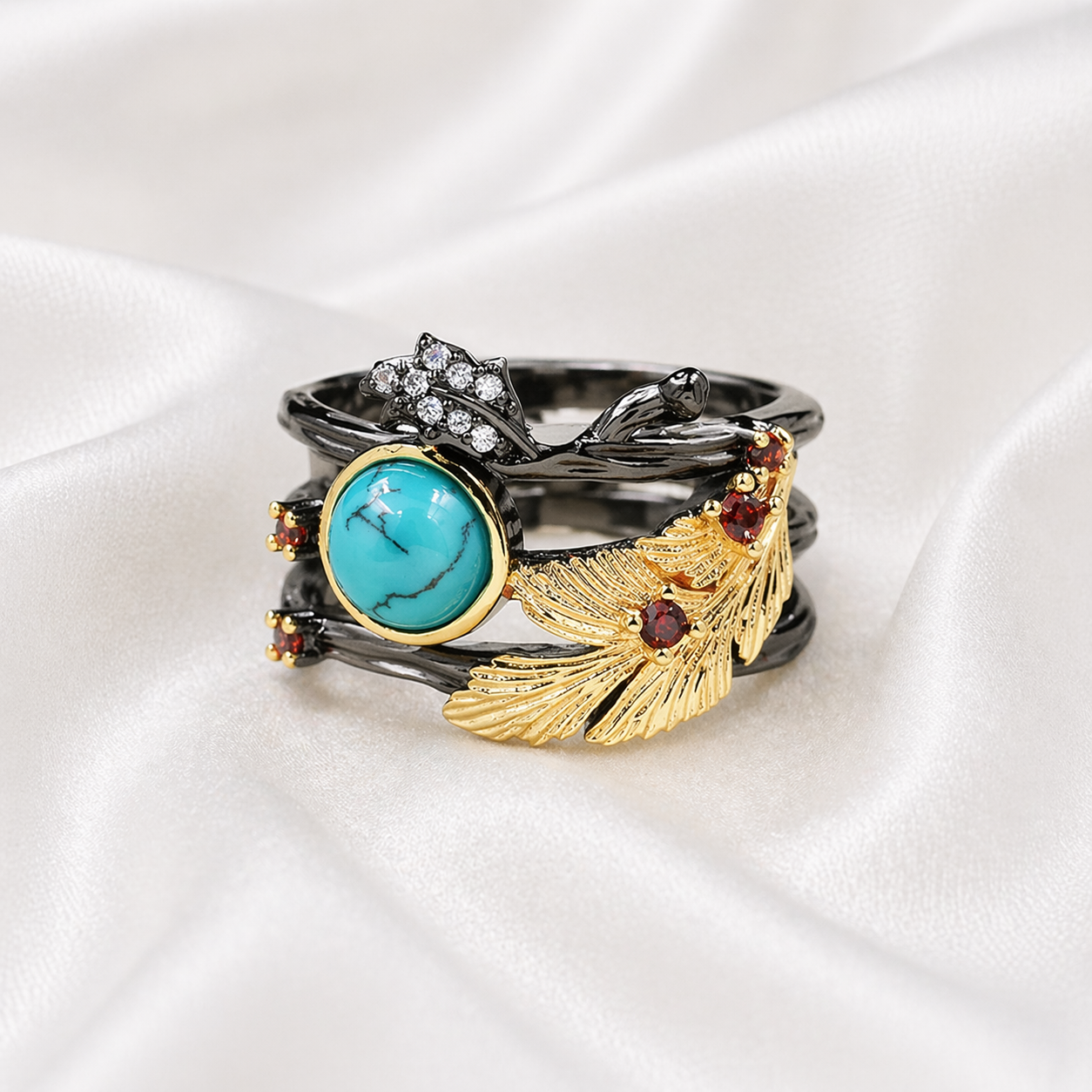 ANTIQUE FEROZA GOLD PLATED RING