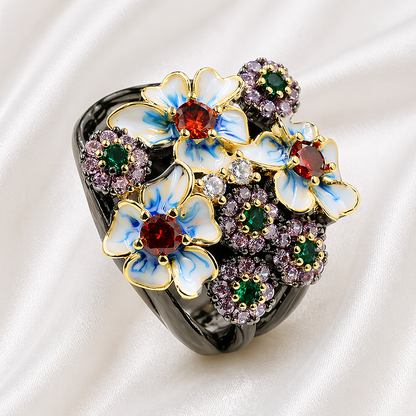 ANTIQUE EPOXY FLORAL RING