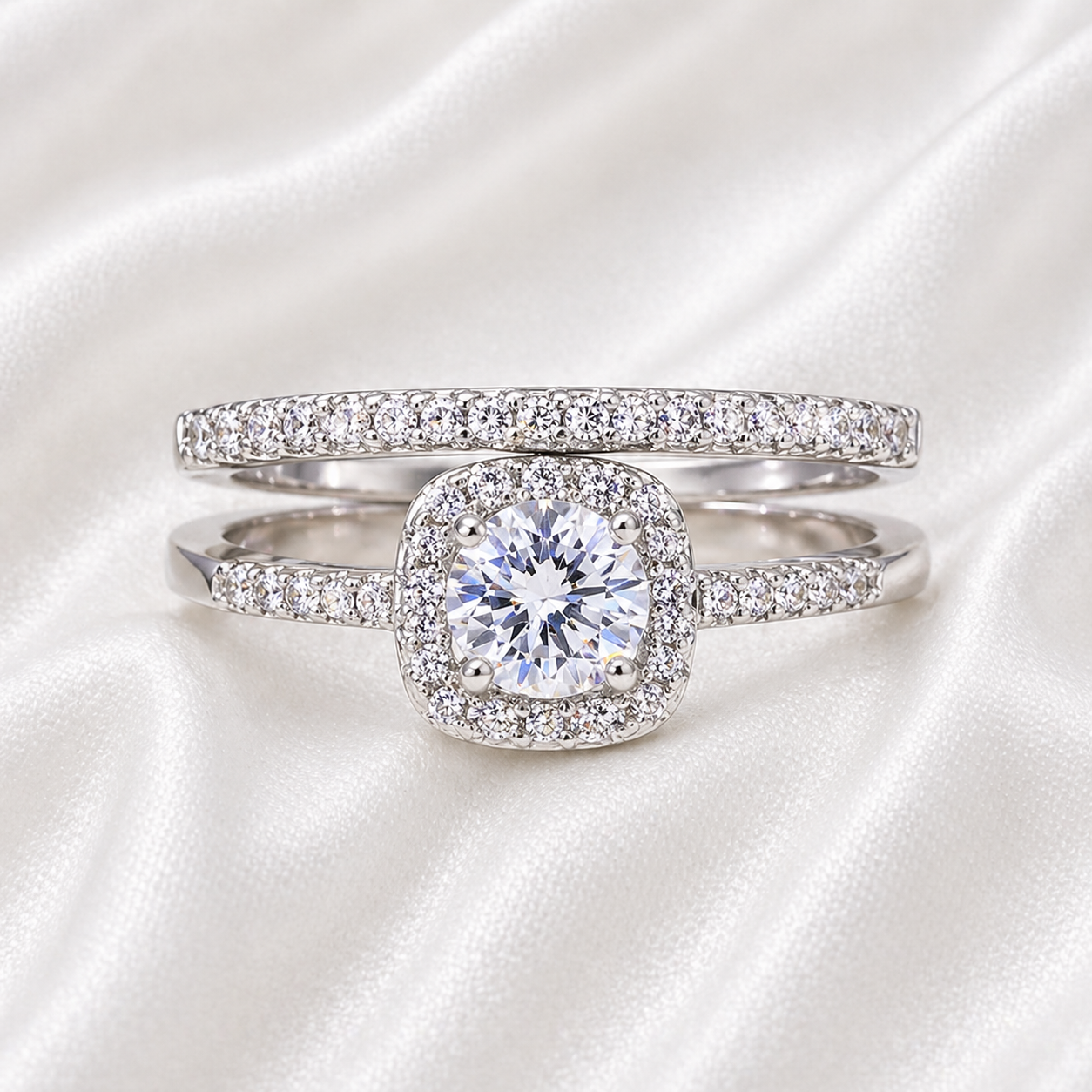 LOFTY PLATINUM PLATED ZIRCON RING