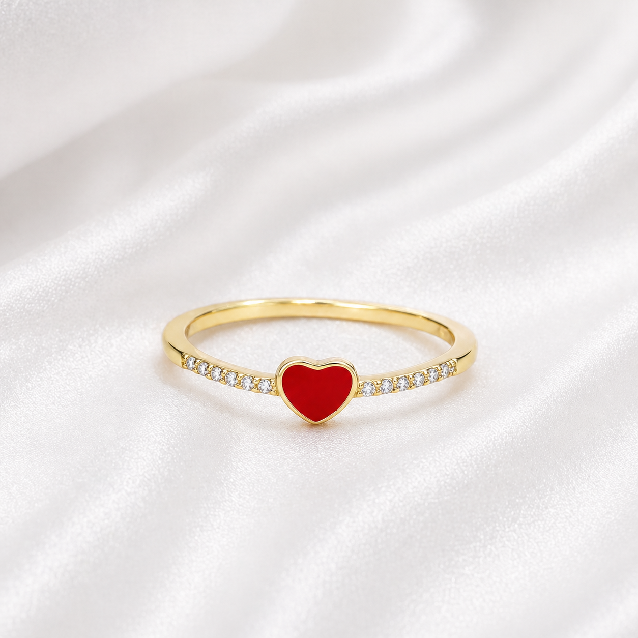 925 STERLING SILVER RED HEART RING