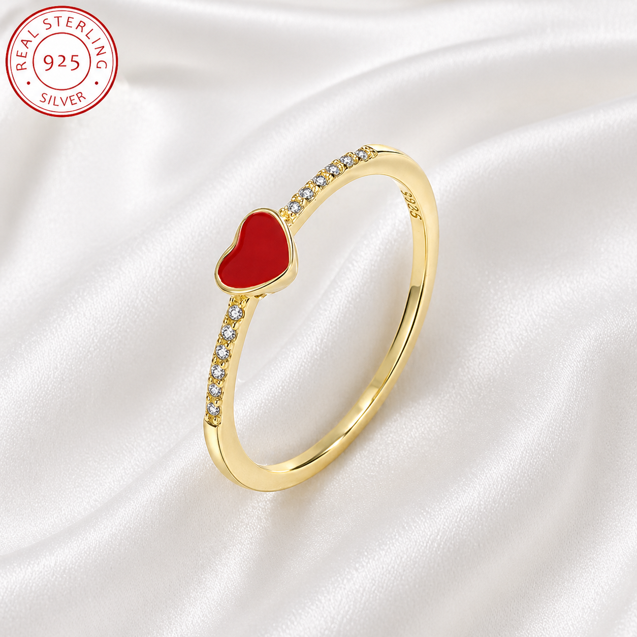 925 STERLING SILVER RED HEART RING