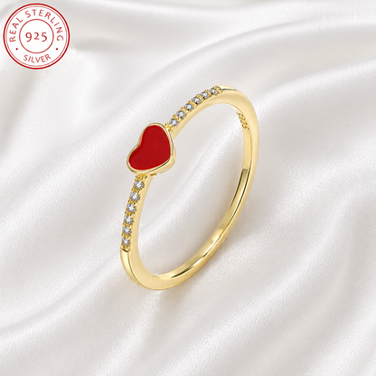 925 STERLING SILVER RED HEART RING