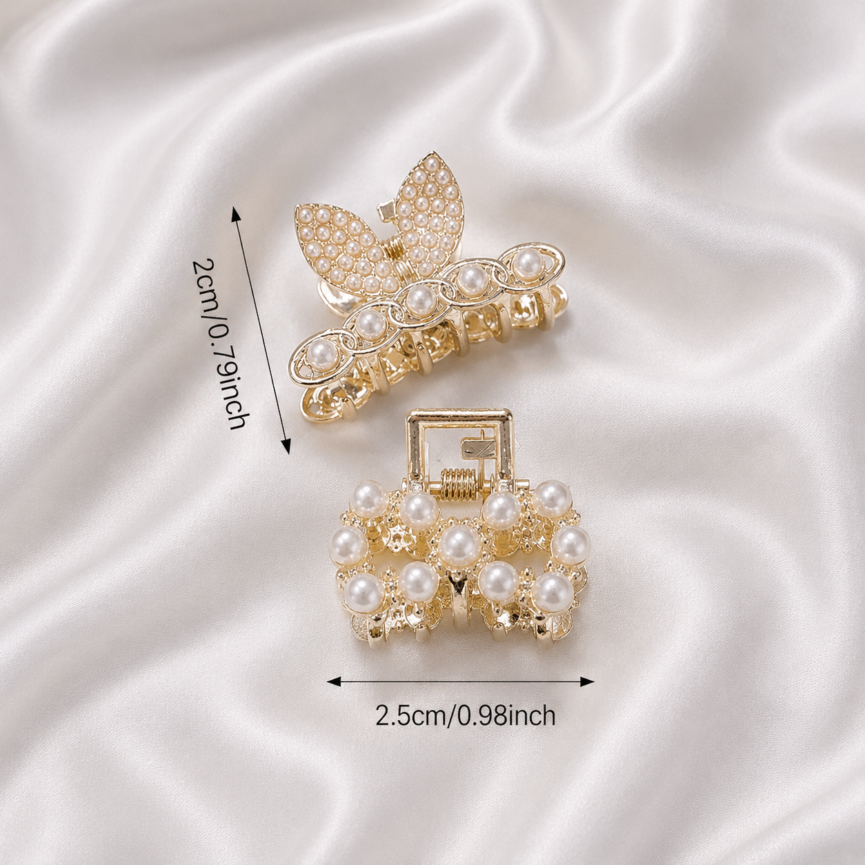 PERAL AND CRYSTAL MINI HAIR CLIPS (PACK O F 6)