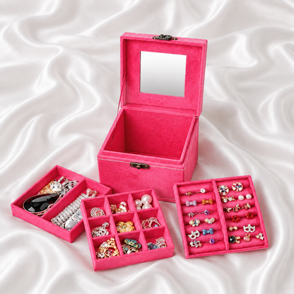 THREE LAYER SUEDE JEWELRY BOX