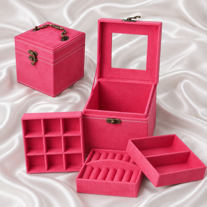 THREE LAYER SUEDE JEWELRY BOX