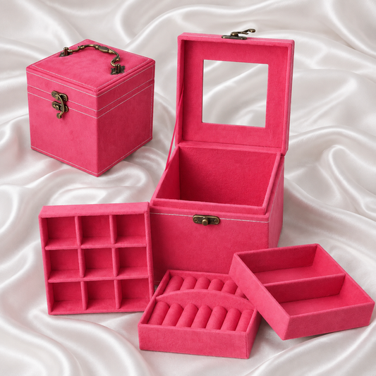 THREE LAYER SUEDE JEWELRY BOX