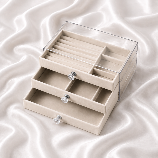 THREE LAYER CLEAR ACRYLIC JEWELRY BOX